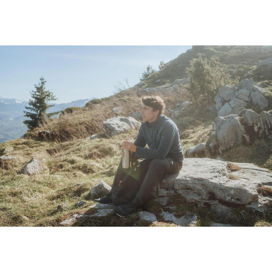 Polaire de randonnée montagne homme, MH100 demi zip bleu - Image 7