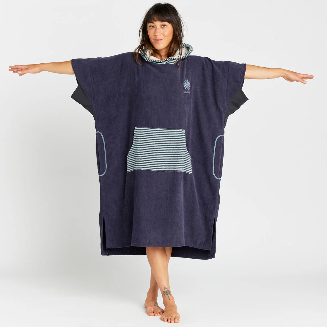 Poncho de plage surf adulte à partir de 150 cm, 900 Fish bleu gris - Image 2