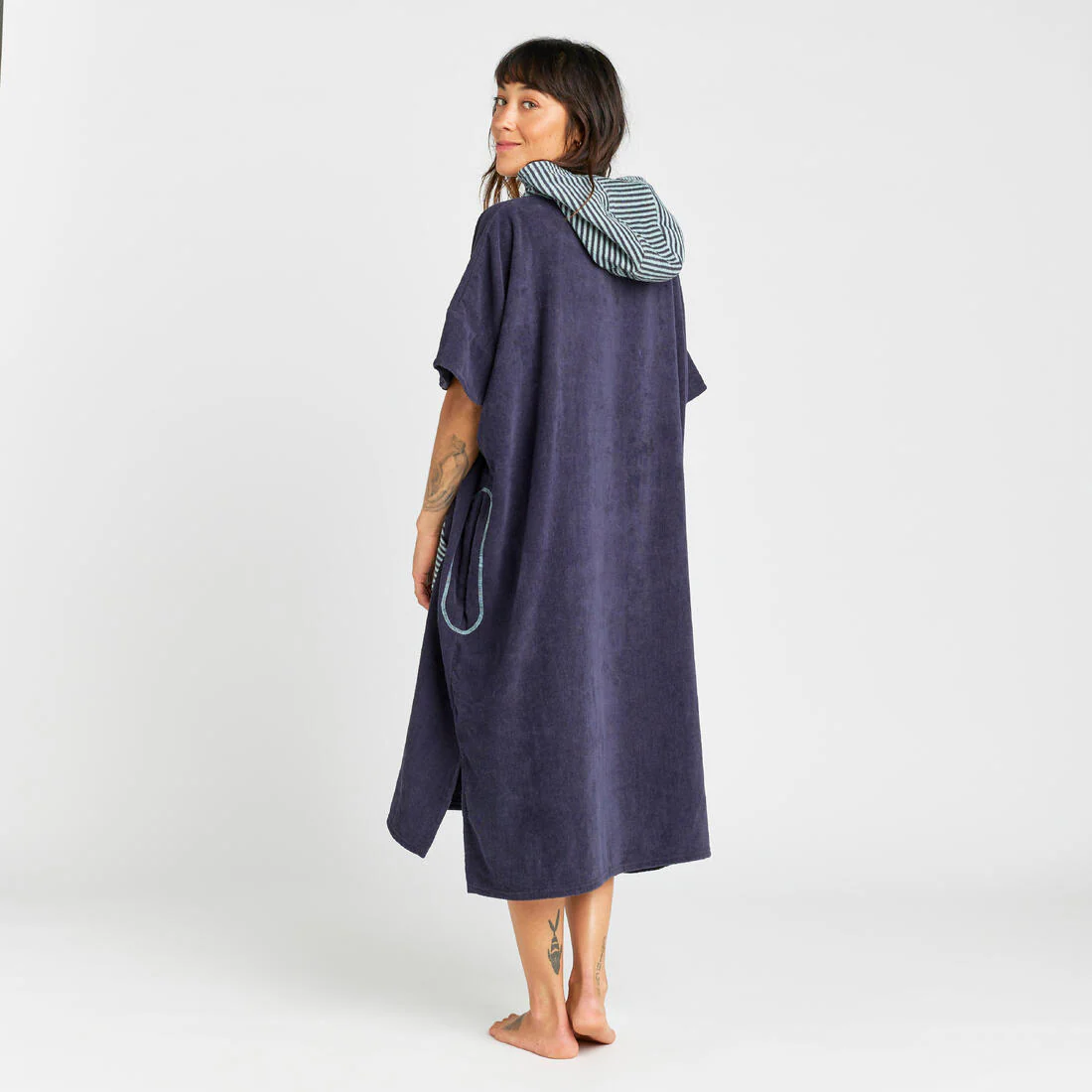 Poncho de plage surf adulte à partir de 150 cm, 900 Fish bleu gris - Image 4