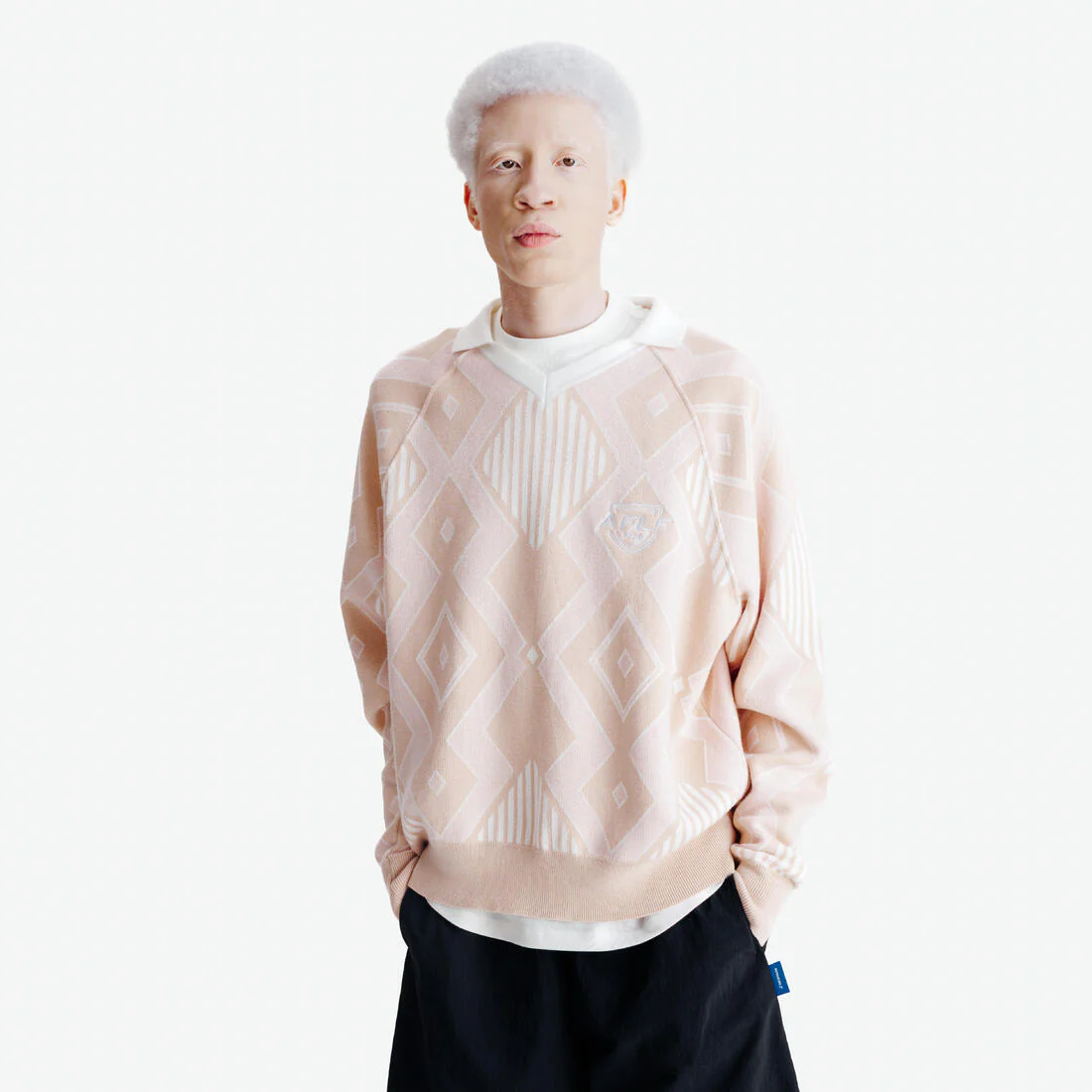 Pull homme, Heritage, rose et blanc