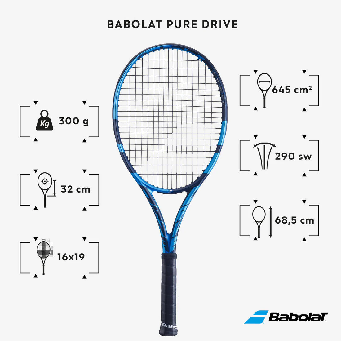 Raquette de tennis adulte - Babolat Pure Drive Bleu 300g - Image 2