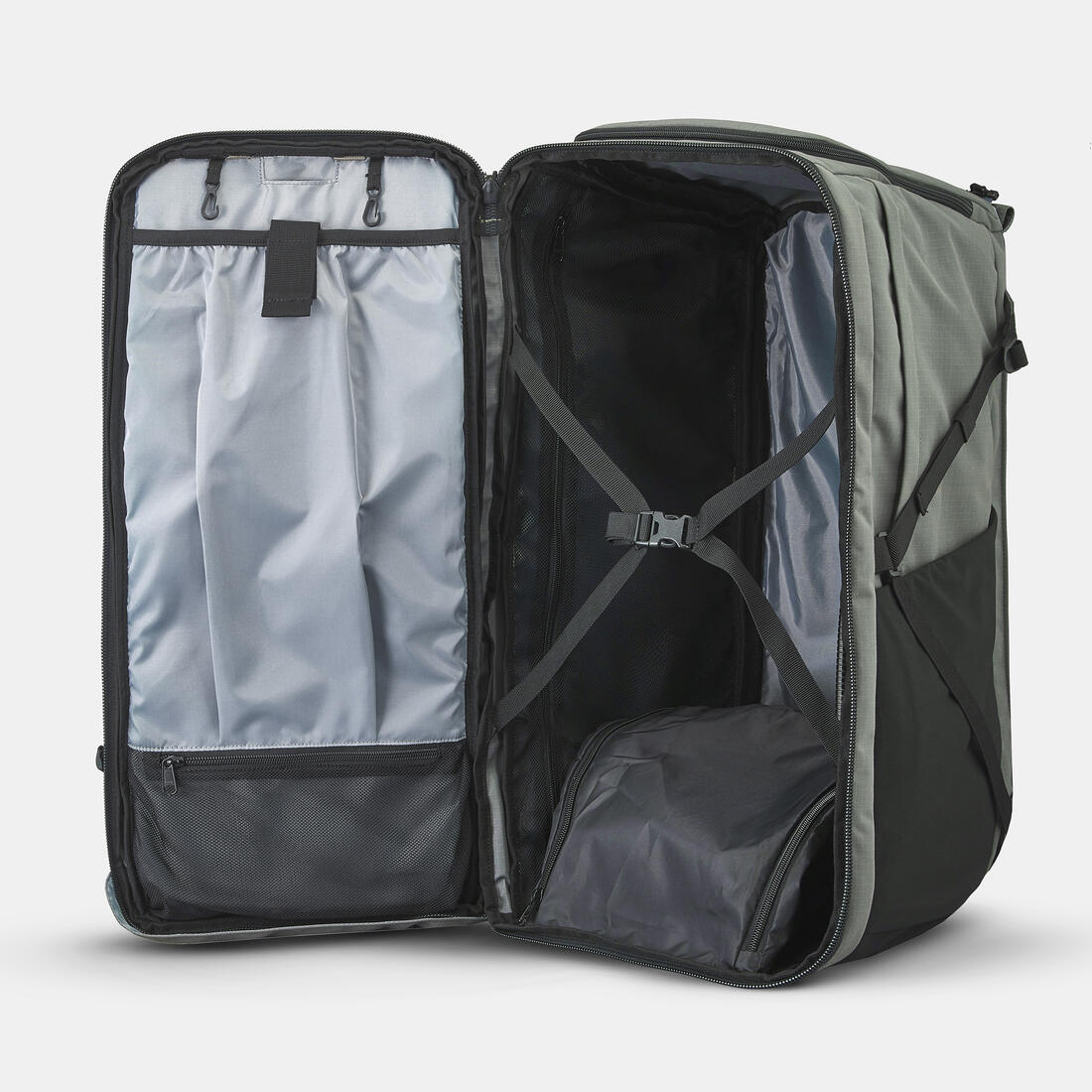 Sac à dos de voyage ouverture valise 70+6L homme, Travel 900 vert kaki - Image 2