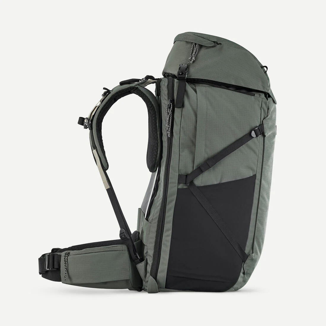 Sac à dos de voyage ouverture valise 70+6L homme, Travel 900 vert kaki - Image 4