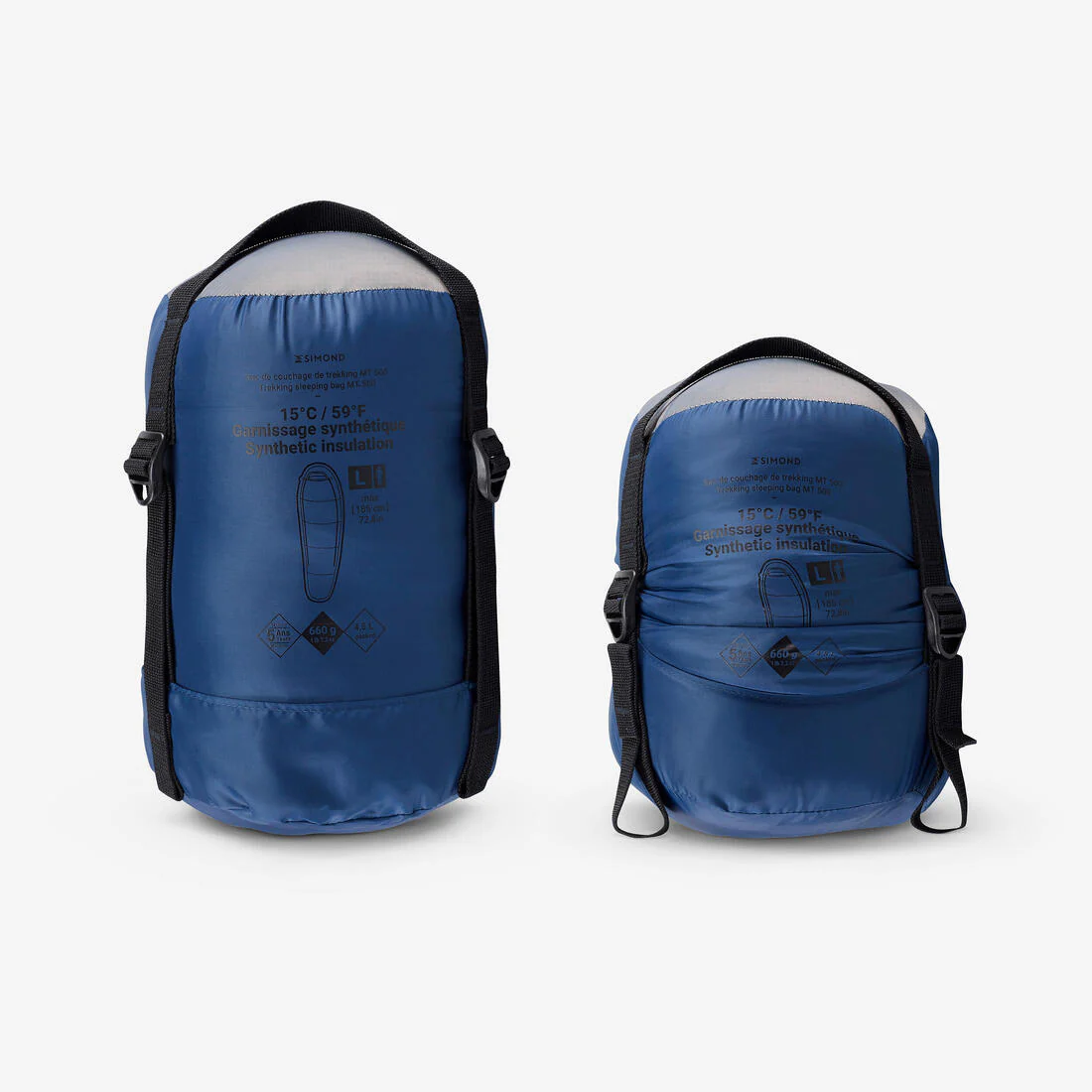 Sac de couchage de trekking 15°C jumelable et compact, MT500 synthétique - Image 3