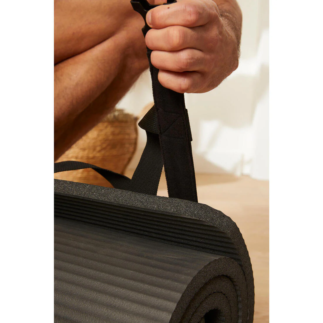 Sangle universelle réglable tapis de fitness, noir - Image 6