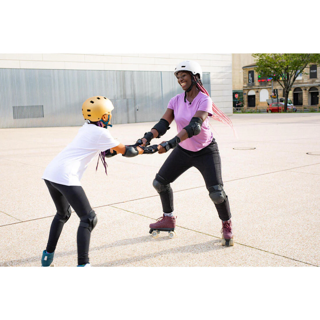 Set de 3x2 protections enfant roller skateboard trottinette 100 noir - Image 10
