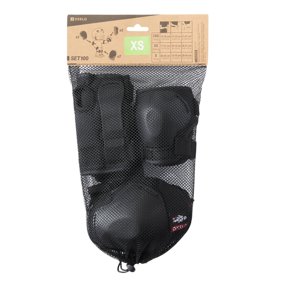 Set de 3x2 protections enfant roller skateboard trottinette 100 noir - Image 8