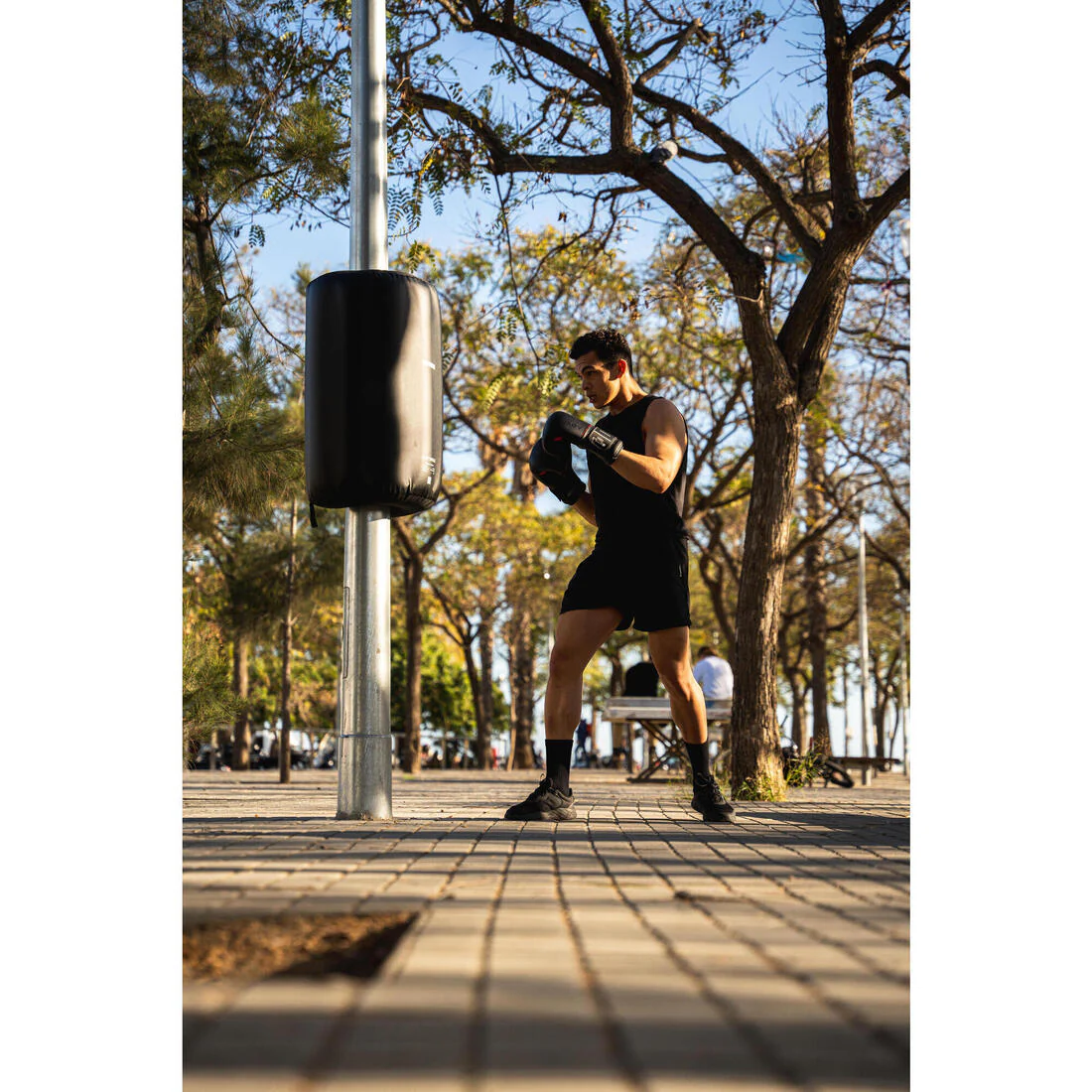 Short de fitness basic respirant homme - noir - Image 9