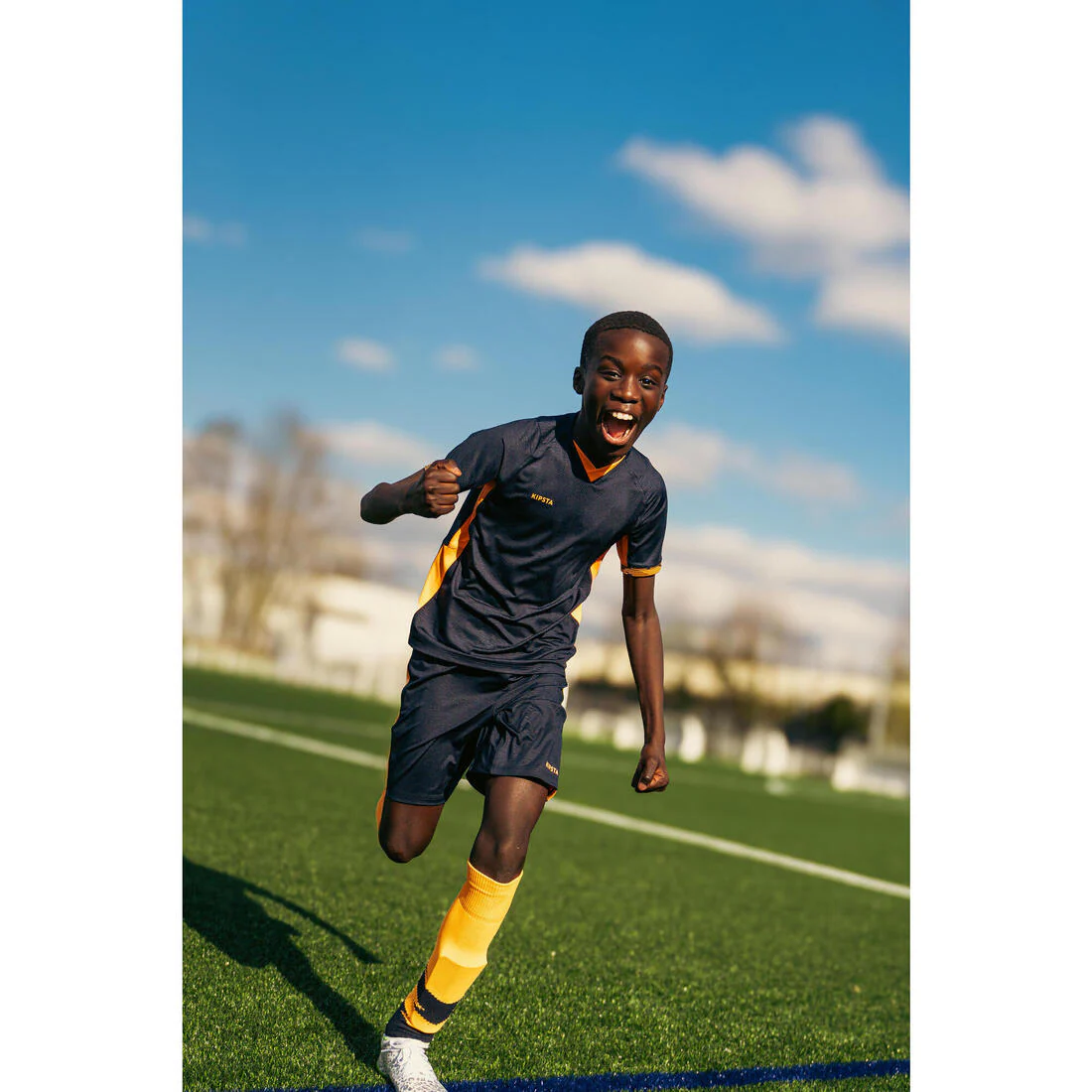 Short de Football CLR Junior Marine et Orange - Image 6