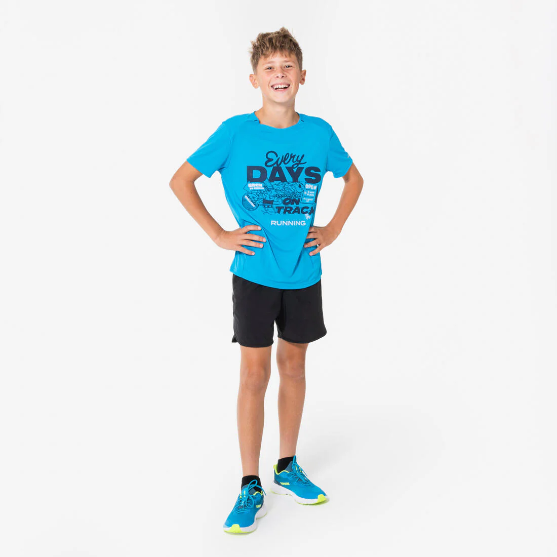 Short de Running respirant Enfant - KIPRUN dry+ 900 noir et gris - Image 3
