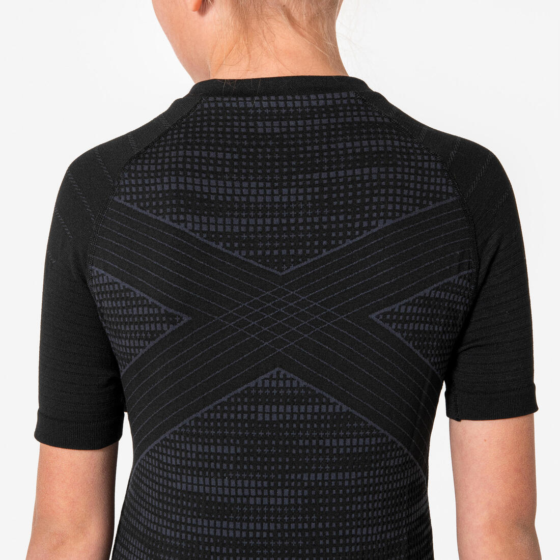SOUS-VETEMENT THERMIQUE HAUT MANCHES COURTES  ENFANT NOIR KEEPDRY 500 - Image 5
