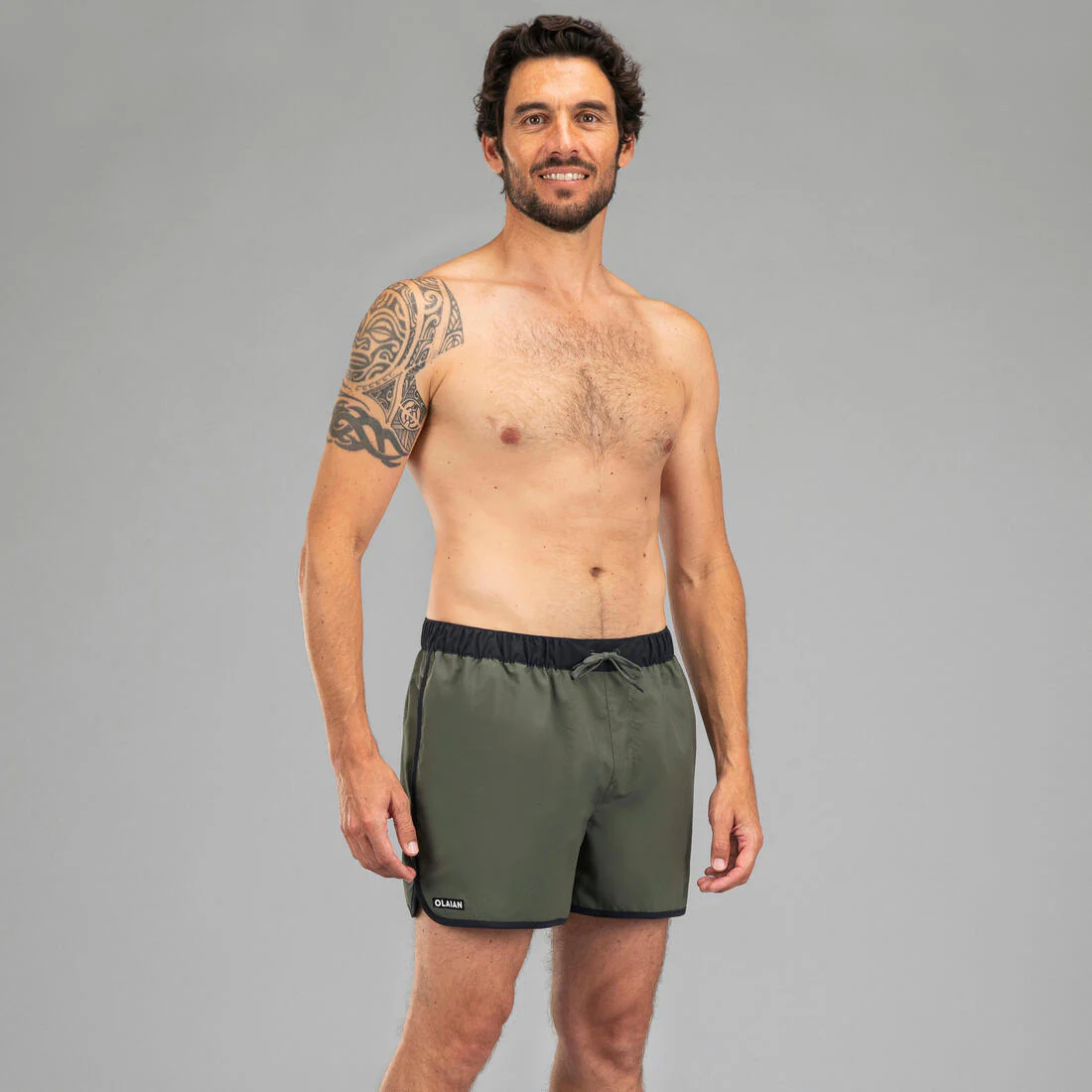 Surf boardshort court 100 SUNSTRIPE GREEN - Image 3