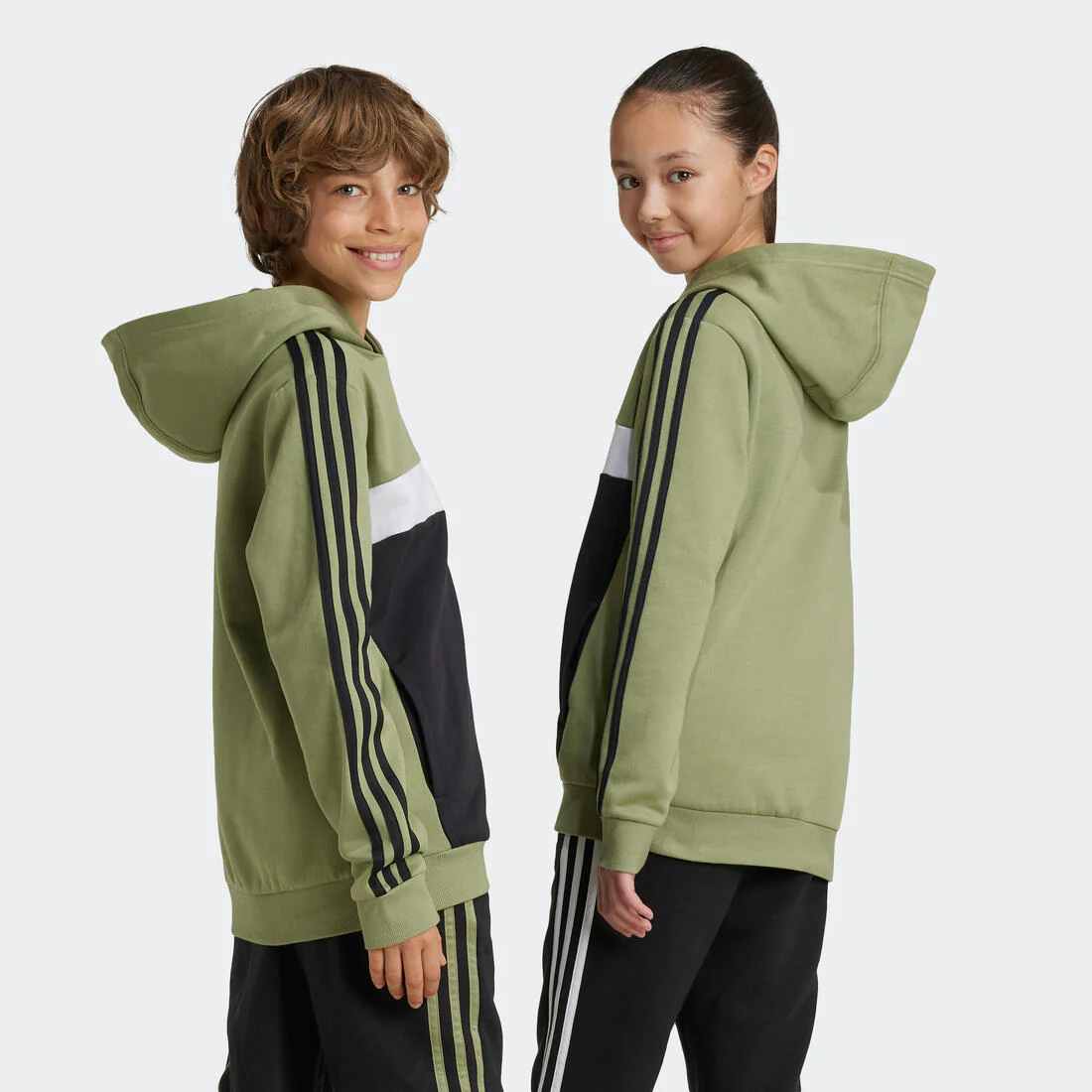 Sweat à capuche Adidas enfant - Vert et noir - Image 2