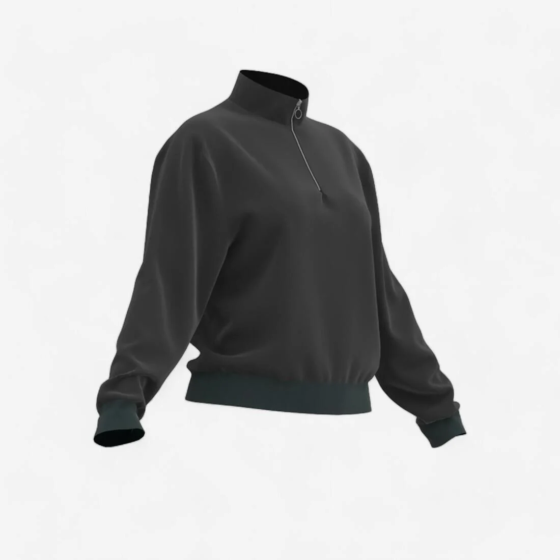 Sweat Manches Longues Col Zippé Fitness Cardio Femme Corail