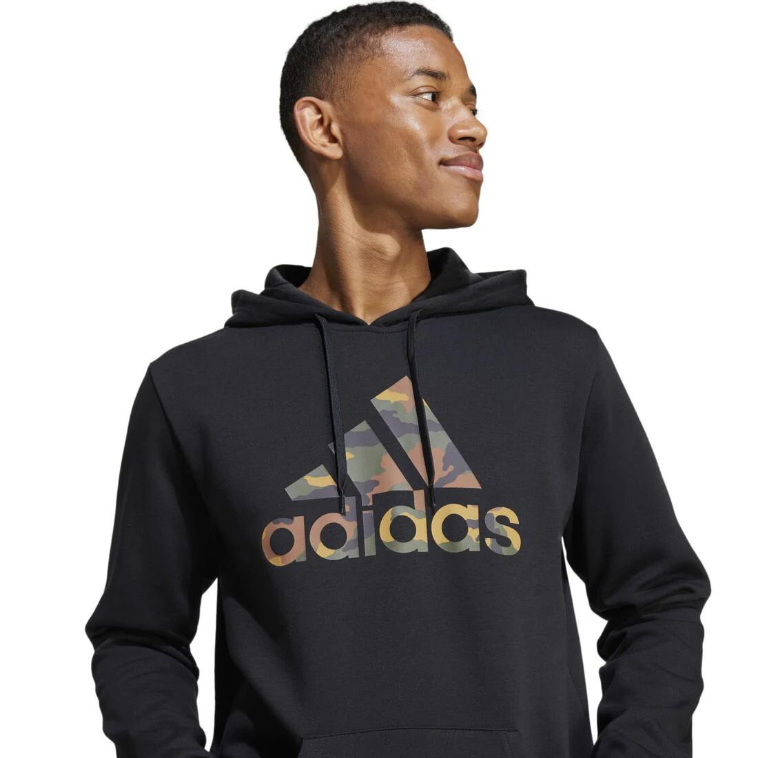 SWEAT-SHIRT A CAPUCHE CAMO DE FITNESS SOFT TRAINING ADIDAS HOMME NOIR - Image 2