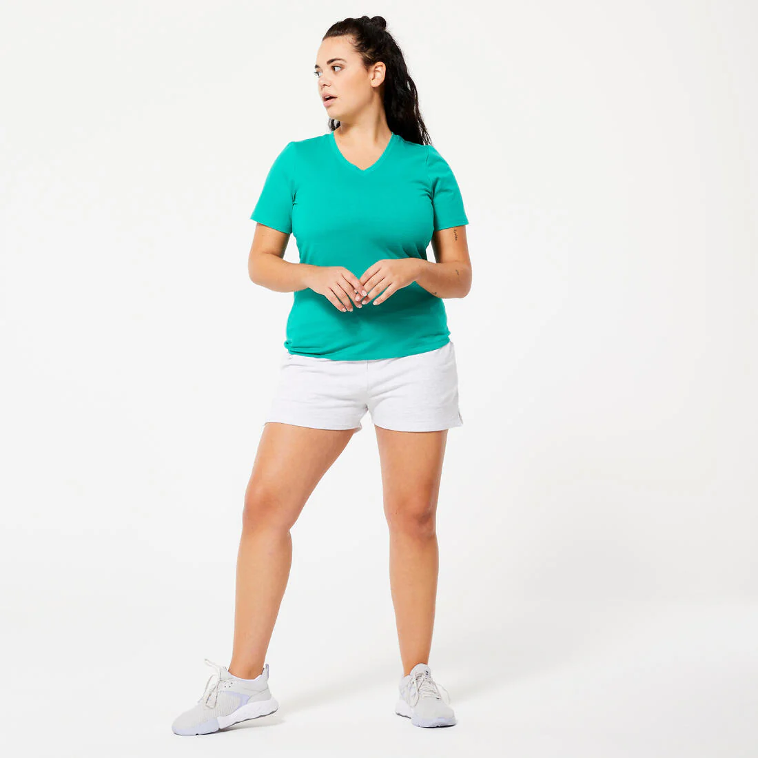 T-shirt col V fitness en coton femme - Image 6