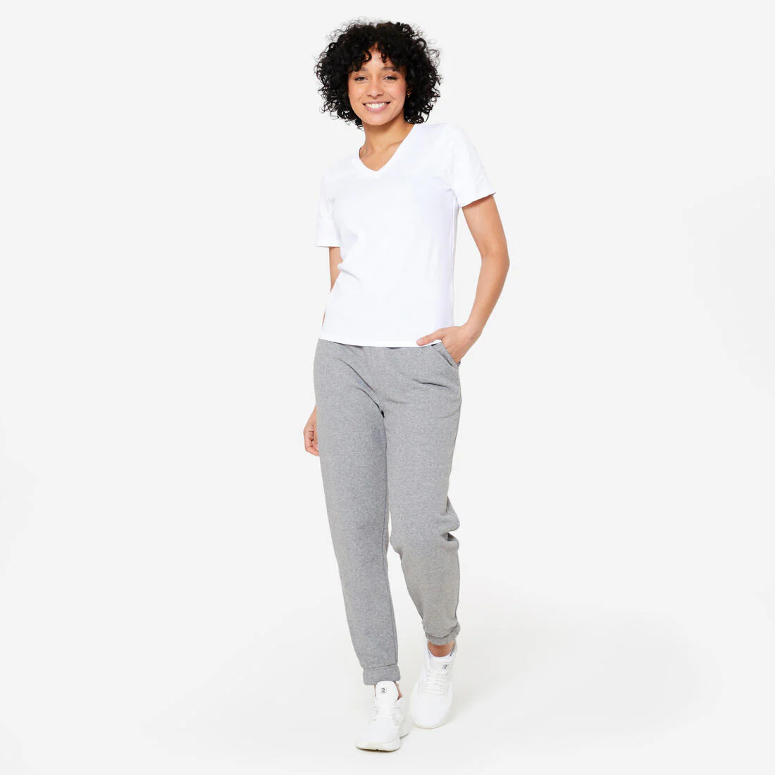 T-shirt col V fitness en coton femme - Image 7