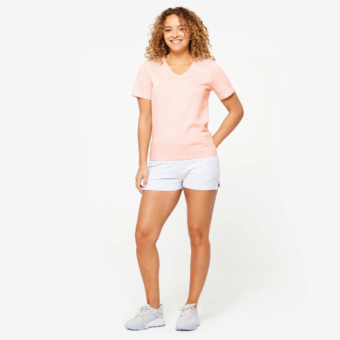 T-shirt col V fitness en coton femme - Image 9