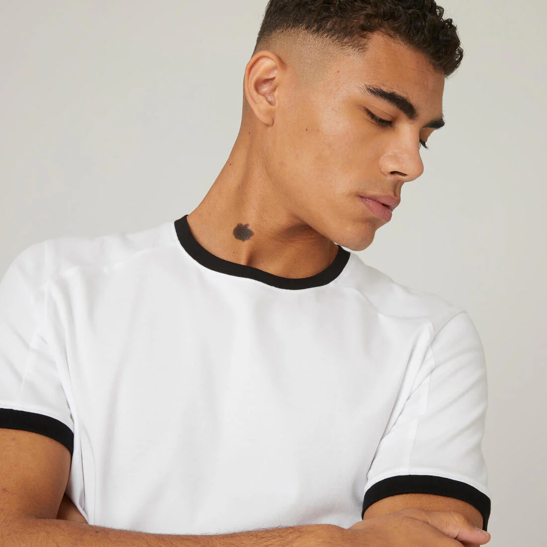 T-shirt fitness manches courtes slim coton extensible col rond homme - Image 3