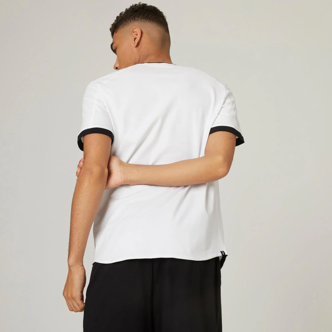 T-shirt fitness manches courtes slim coton extensible col rond homme - Image 4