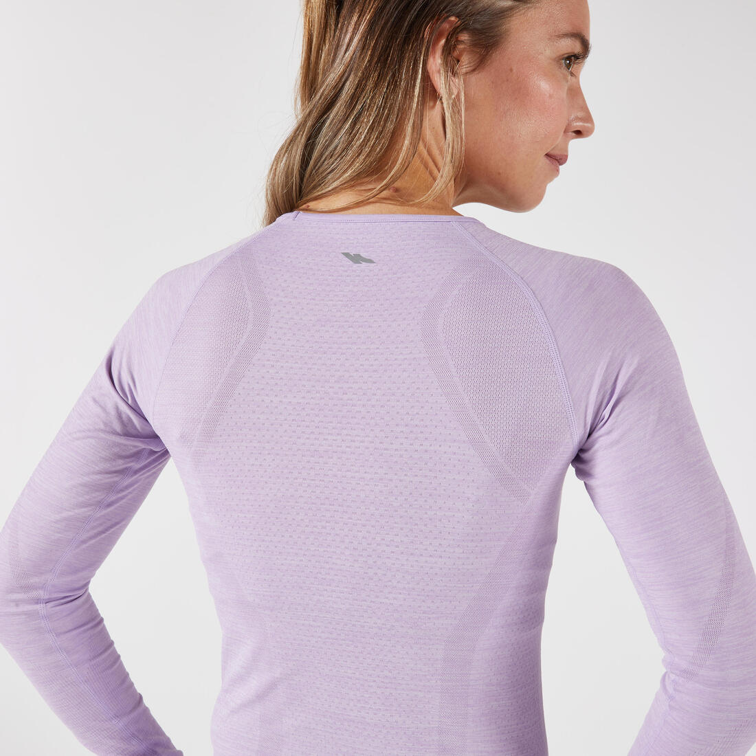 T-Shirt manches longues running Femme sans couture, KIPRUN Run 500 bleu foncé - Image 3