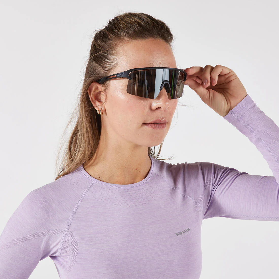 T-Shirt manches longues running Femme sans couture, KIPRUN Run 500 bleu foncé - Image 4