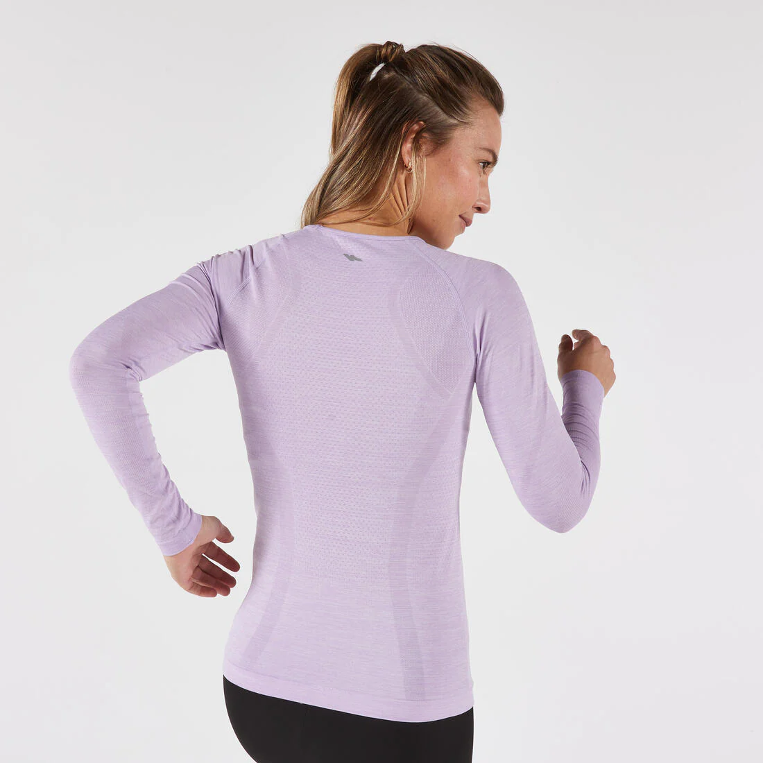 T-Shirt manches longues running Femme sans couture, KIPRUN Run 500 bleu foncé - Image 5