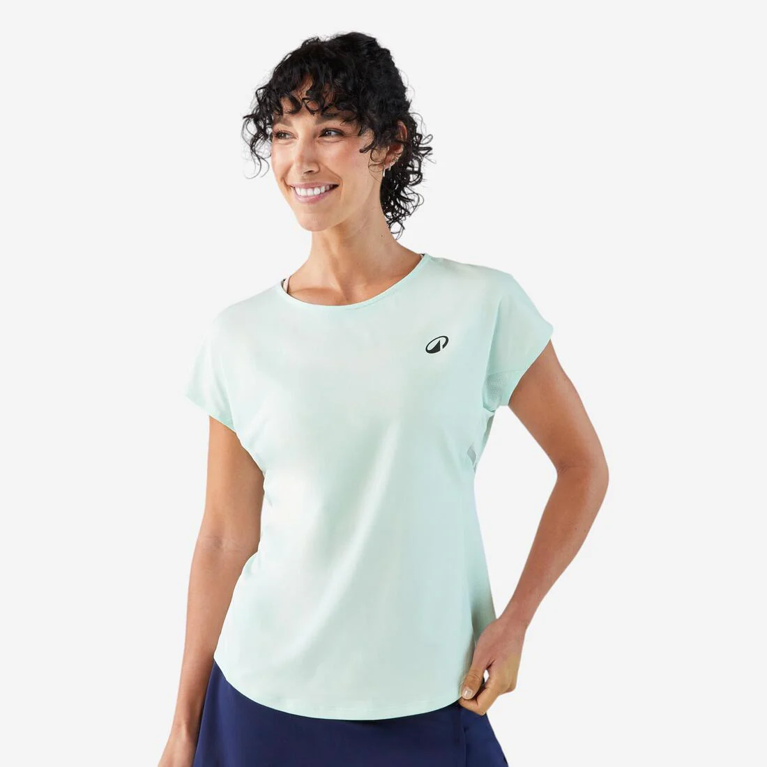 T-Shirt tennis col rond dry soft femme - Dry 500 blanc cassé - Image 3