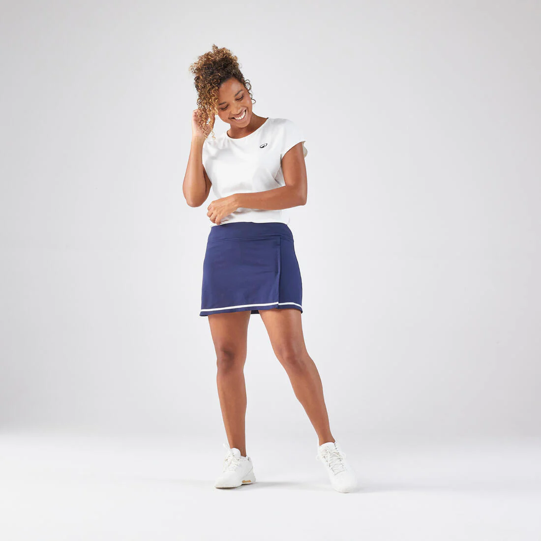T-Shirt tennis col rond dry soft femme - Dry 500 blanc cassé - Image 8