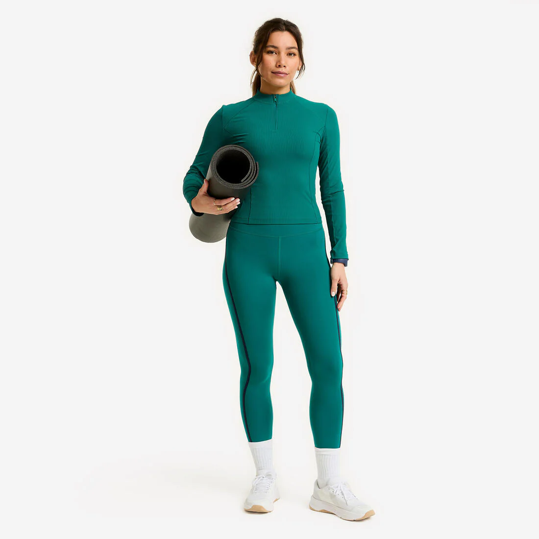 Tee-shirt manches longues demi zip femme foncé - Image 4