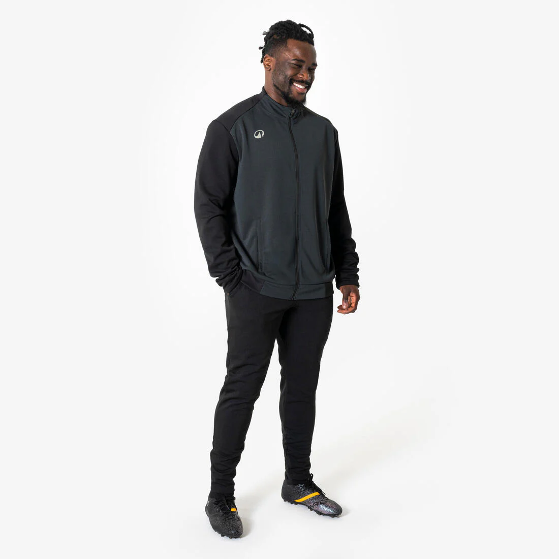 Veste de football d'entrainement ESSENTIELLE  noire et grise - Image 7