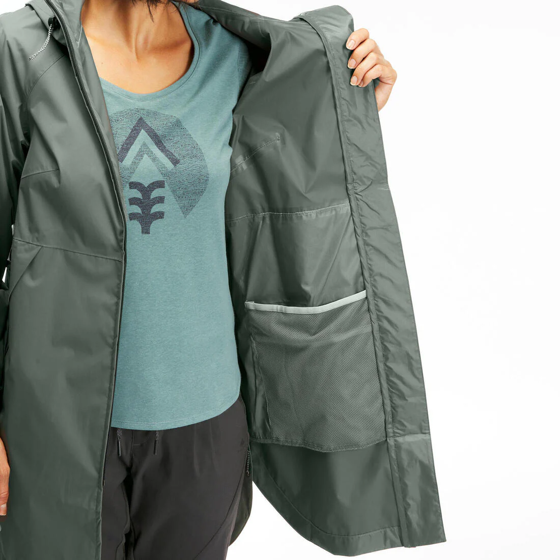 Veste de randonnée imperméable femme, Raincut Longue - Image 11