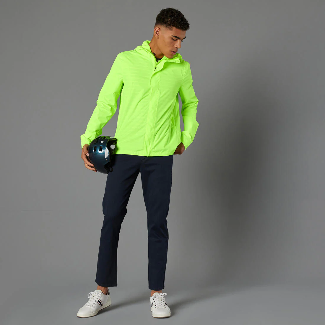 VESTE PLUIE VELO VILLE HOMME 120 JAUNE FLUO CERTIFIÉE EPI VISIBILITÉ JOUR - Image 11