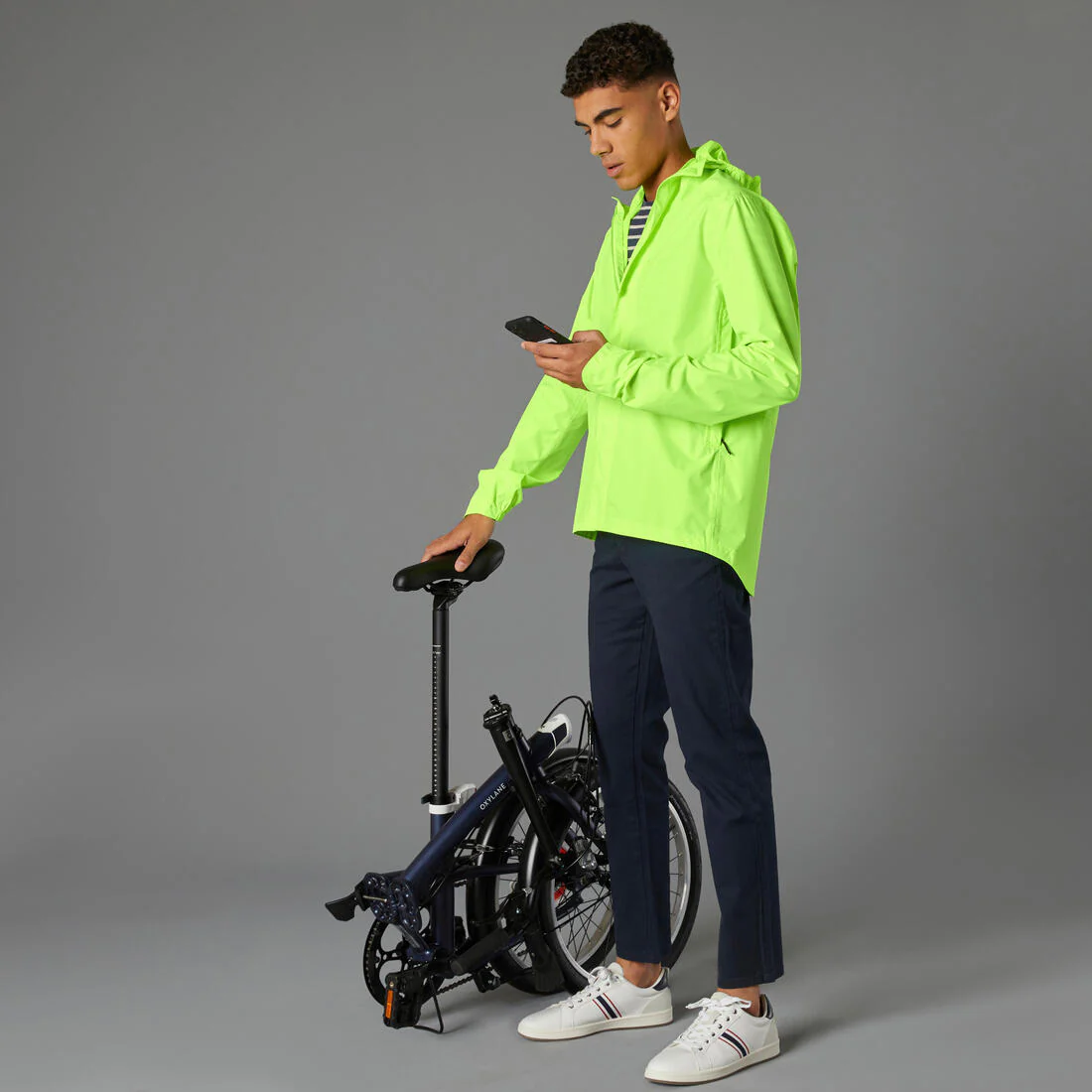 VESTE PLUIE VELO VILLE HOMME 120 JAUNE FLUO CERTIFIÉE EPI VISIBILITÉ JOUR - Image 14