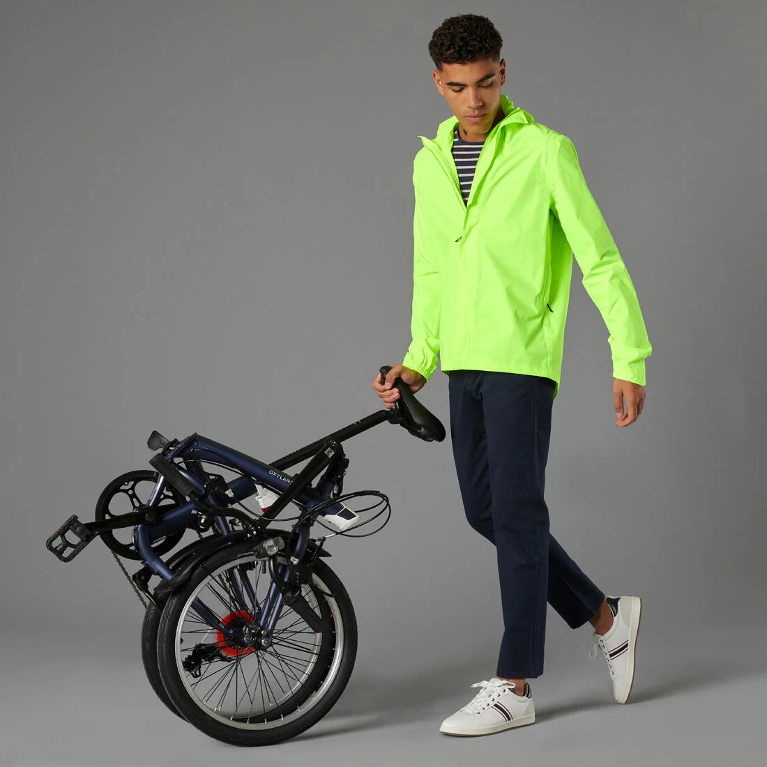 VESTE PLUIE VELO VILLE HOMME 120 JAUNE FLUO CERTIFIÉE EPI VISIBILITÉ JOUR - Image 3