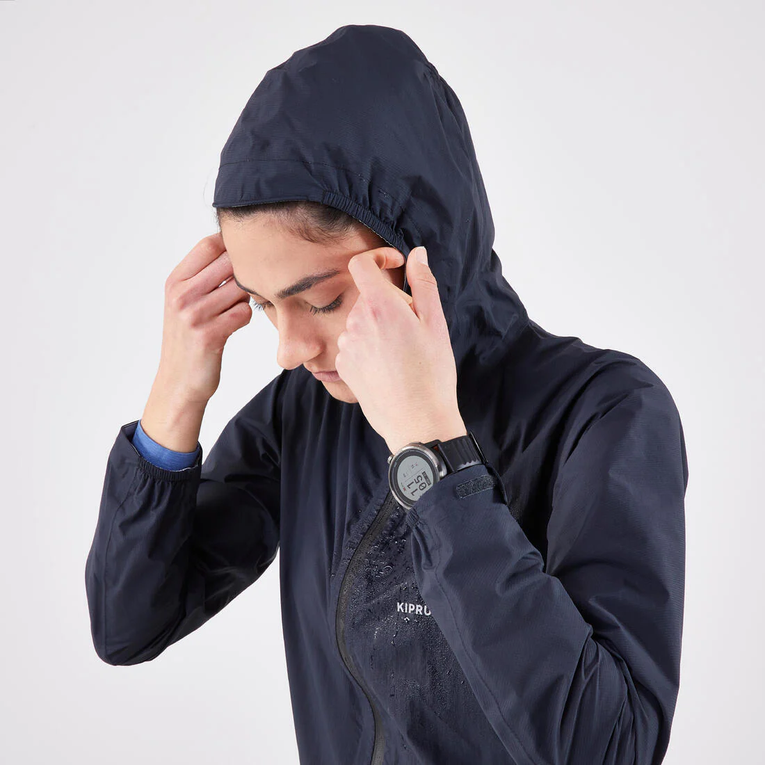 Veste running imperméable Femme, Kiprun Run Rain 900 gris foncé - Image 12