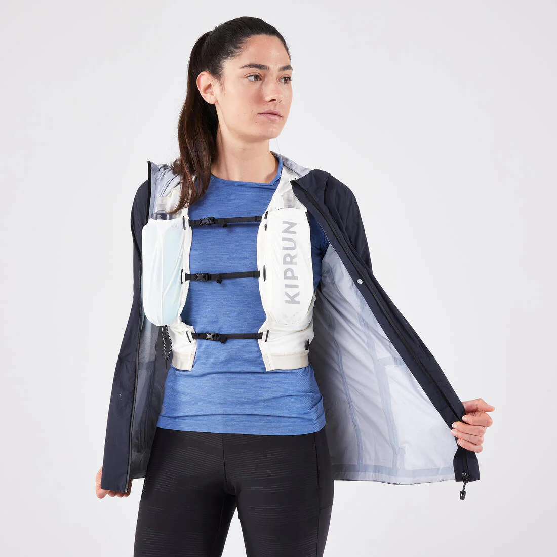 Veste running imperméable Femme, Kiprun Run Rain 900 gris foncé - Image 16
