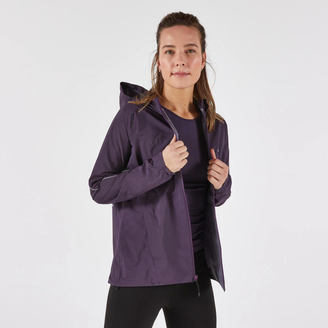 Veste running trail imperméable et respirante Femme, KIPRUN Run 500 aubergine - Image 12